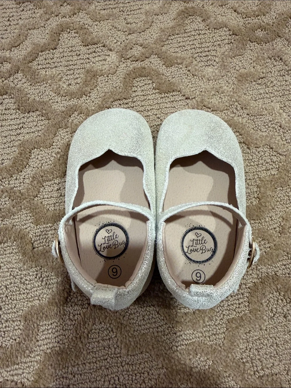Little Love Bug Girls Glitter Mary Jane Shoes in Gold